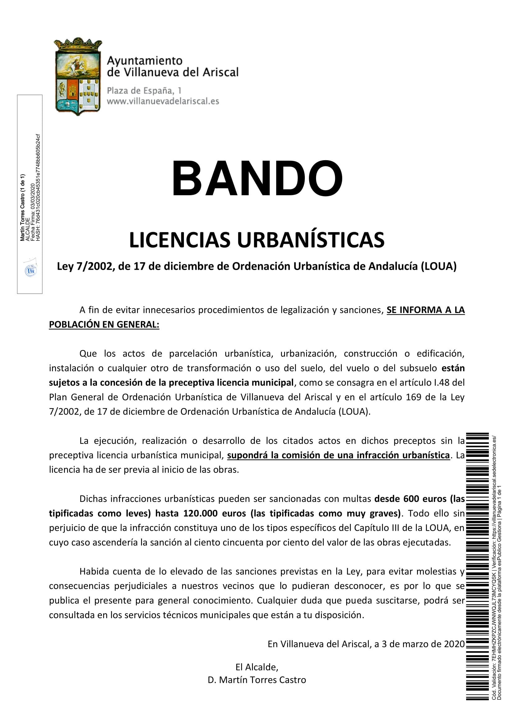20200303_Publicación_Bando_019_bando sobre obligatoriedad licencias urbanísticas