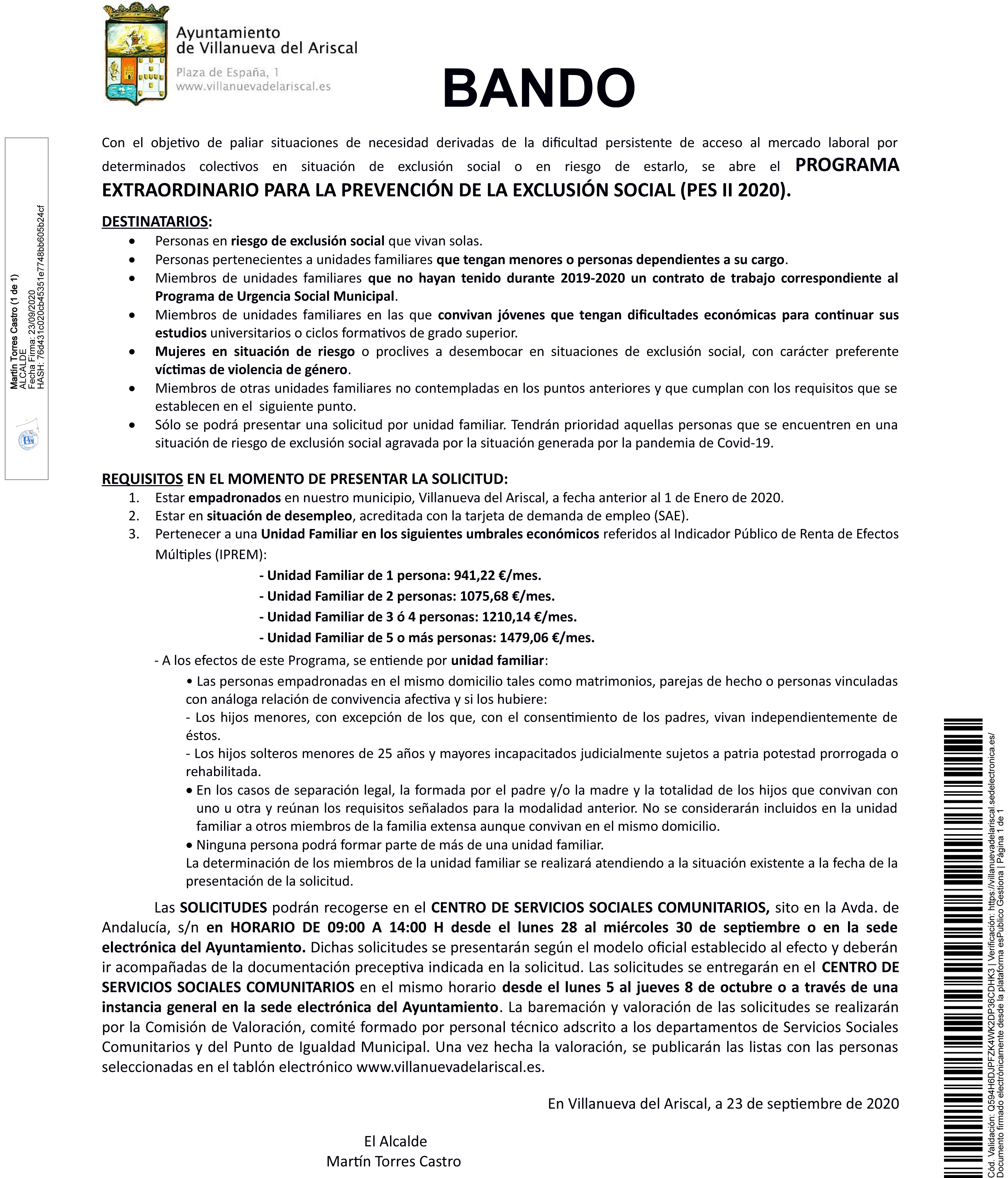 20200923_Publicación_Bando_BANDO PES II 2020