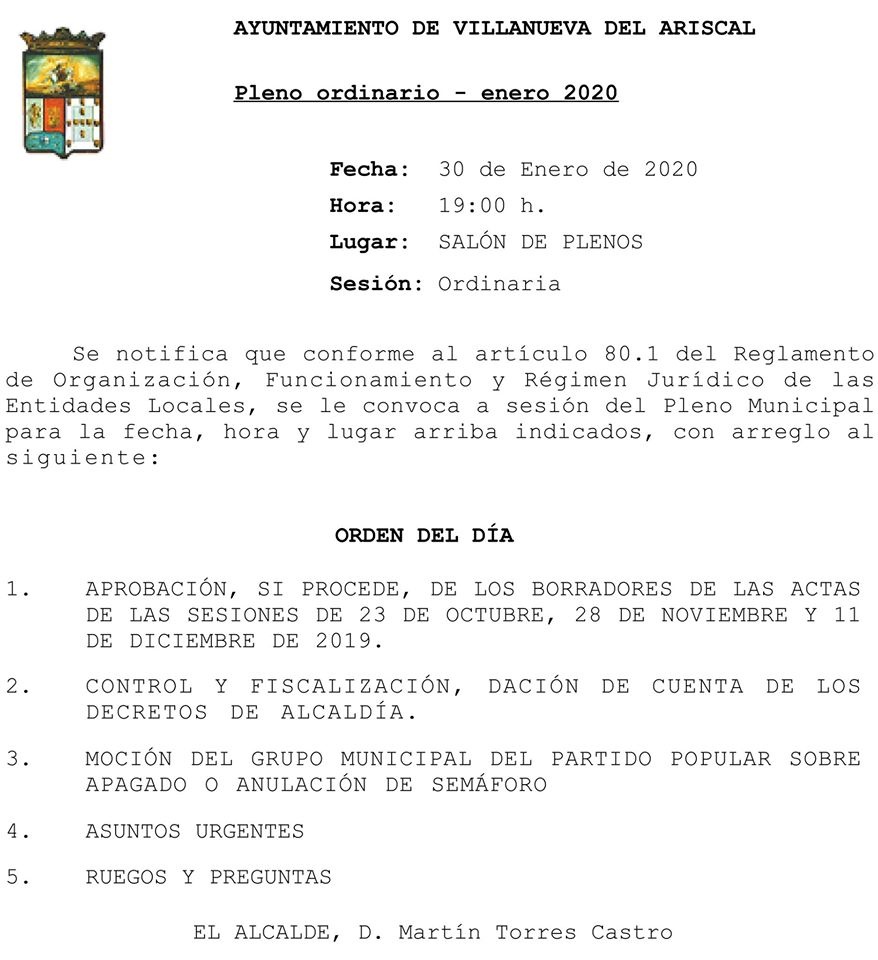 Pleno Ordinario Enero 2020
