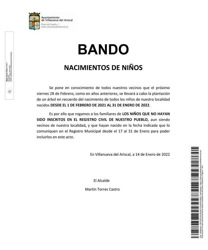 bando nacimiento